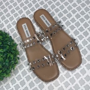 NWOT Steve Madden clear studded sandals 7